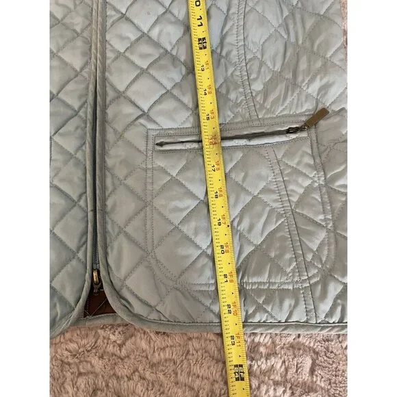 Van Heusen Women's Quilted Vest Medium Light Blue Zip Front Pockets Lined - Picture 9 of 9